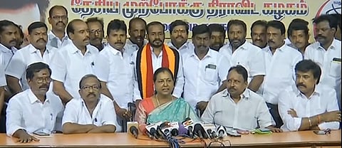 செய்தியாளர்களிடம் பேசிய பிரேமலதா விஜயகாந்த்