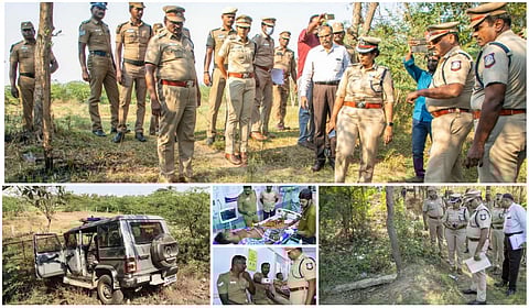 திருச்சியில் போலீஸாரைத் தாக்கிவிட்டு தப்பிச் செல்ல முயன்றபோது துப்பாக்கிச்சூடு | படங்கள்:ஜி.ஞானவேல்முருகன்