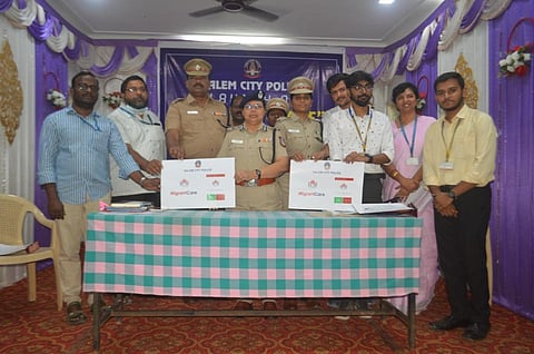 சேலம் மாநகர பகுதியில் புலம்பெயர்ந்த தொழிலாளர்கள் பாதுகாப்பை உறுதி செய்யும் விதமாக, புதிய செயலியை காவல் ஆணையர் விஜயகுமாரி அறிமுகம் செய்து வைத்தார்.