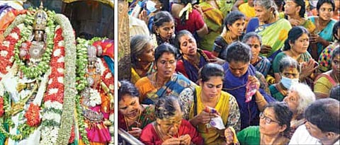 திருக்கல்யாணத்தின்போது புதுத்தாலி மாற்றிக் கொண்ட பெண்கள். படங்கள்: எஸ்.கிருஷ்ணமூர்த்தி