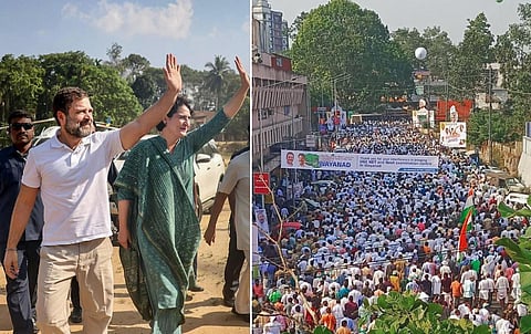 வயநாடு பேரணியில் ராகுல் காந்தி, பிரியங்கா காந்தி