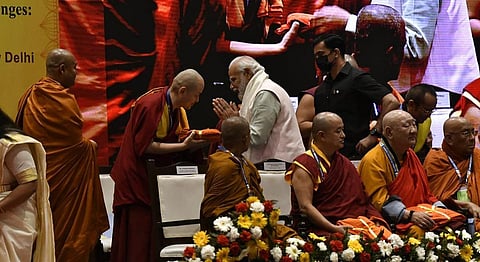 உலக பவுத்தர்கள் மாநாடு டெல்லியில் நேற்று தொடங்கியது. இதன் தொடக்க விழாவில் பிரதமர் நரேந்திர மோடி.