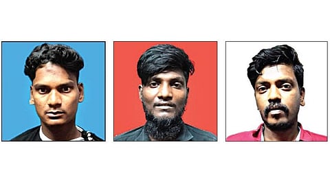 கைது செய்யப்பட்ட முரளி, பார்த்திபன், பூபதி