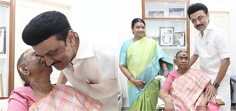 அன்னையர் தினத்தையொட்டி கோபாலபுரம் இல்லத்துக்கு முதல்வர் மு.க.ஸ்டாலின் நேற்று சென்று தனது தாயார் தயாளு அம்மாளிடம் வாழ்த்து பெற்றார்.