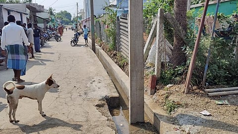 திட்டக்குடி அருகே வடிகால் வாய்க்காலில் நடப்பட்ட மின் கம்பம் - எதிர்ப்புக்குப் பின் அகற்றம்