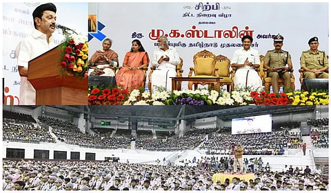 சென்னையில் நடந்த சிற்பி திட்ட நிறைவு விழாவில் உரையாற்றும் தமிழக முதல்வர் மு.க.ஸ்டாலின்