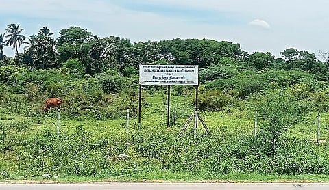 அமணம்பாக்கத்தில் மாநகர போக்குவரத்துக்கழக பணிமனை மற்றும் பேருந்து நிலையம் அமைக்க ஒதுக்கப்பட்ட இடம்.