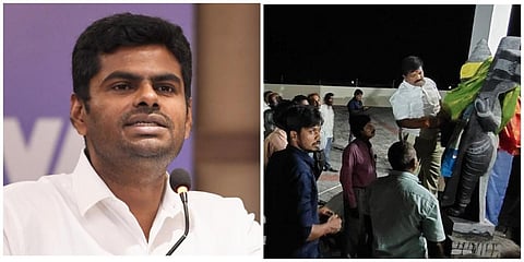 விருதுநகரில் இரு அமைச்சர்களின் அச்சத்தால் பாரத அன்னையின் சிலை அகற்றம்: அண்ணாமலை சாடல்