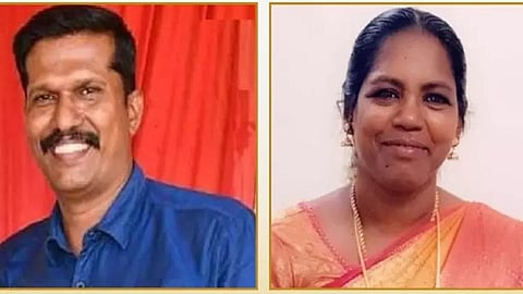 தேசிய நல்லாசிரியர் விருதுக்கு தேர்வு செய்யப்பட்ட ஆசிரியர்கள் காட்வின் வேதநாயகம் ராஜ்குமார், மாலதி