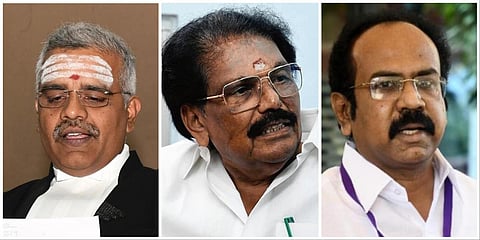 சென்னை உயர் நீதிமன்ற நீதிபதி ஆனந்த் வெங்கடேஷ், அமைச்சர்கள் கே.கே.எஸ்.எஸ்.ஆர்.ராமசந்திரன், தங்கம் தென்னரசு | கோப்புப் படங்கள்