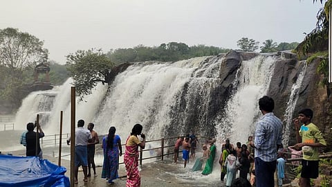 அருவியில் குளித்து மகிழ்ந்த சுற்றுலா பயணிகள்