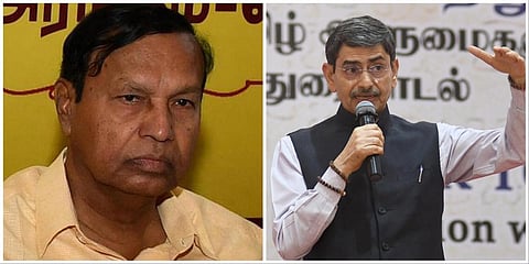 திமுக எம்பி டி.ஆர்.பாலு (இடது), ஆளுநர் ஆர்.என்.ரவி (வலது)