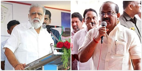 அமைச்சர் ஐ.பெரியசாமி (இடது), அமைச்சர் சக்கரபாணி (வலது)