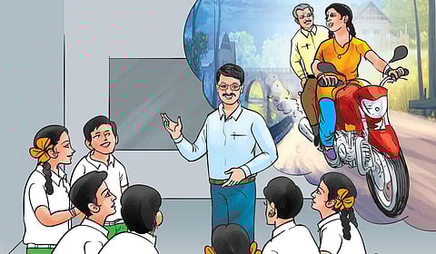 வாழ்ந்து பார்! - 49: அழகுமீனா தன் அப்பாவின் பைக்கை ஓட்டிப்பழக விரும்பினாள்