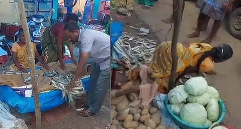 மாற்றுத் திறனாளி பெண் விற்க வைத்திருந்த கருவாடுகளை வீசி எறிந்த அதிகாரி சஸ்பெண்ட்