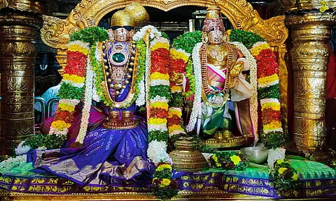 மார்கழி பிறப்பை முன்னிட்டு 18 கஜம் திருப்பாவை பட்டு உடுத்தி அருள்பாலித்த ஆண்டாள் @ ஶ்ரீவில்லிபுத்தூர்