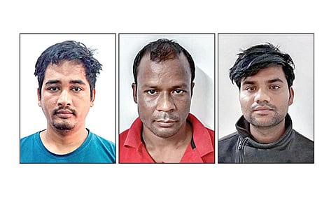 கைது செய்யப்பட்ட நேபாள கொள்ளையர்கள் பிரகாஷ் கட்கா , மனோஜ் மாசி, ஜனக் பிரசாத் ஜெய்ஷி.