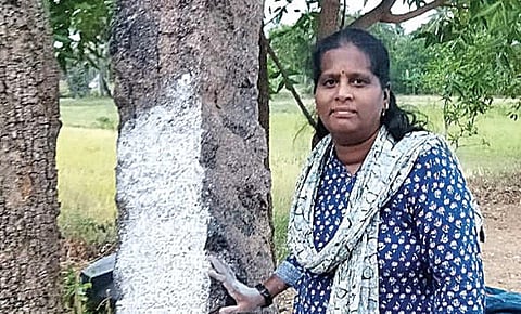 அரிட்டாப்பட்டியில் கல்வெட்டை ஆய்வு செய்த ப.தேவி அறிவு செல்வம்