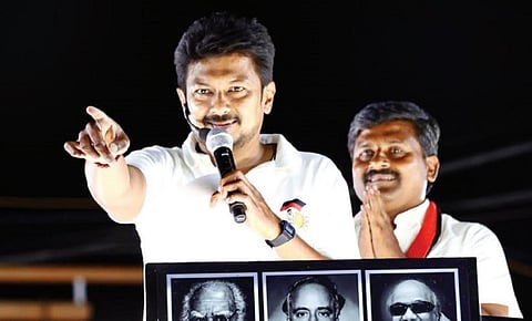 பெரம்பலூரில் திமுக வேட்பாளர் அருண் நேருவை ஆதரித்து நேற்று பிரச்சாரம் செய்த அமைச்சர் உதயநிதி ஸ்டாலின்.