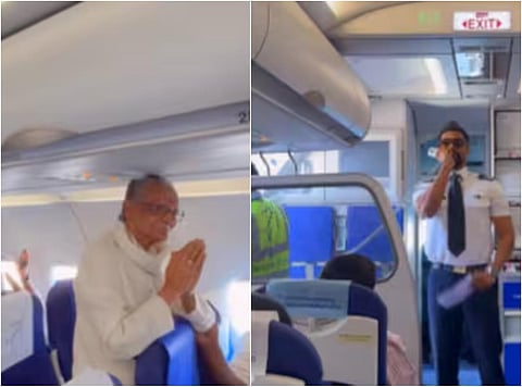 விமானத்தில் முதல் முறையாக பயணித்த தாத்தா - சர்ப்ரைஸ் கொடுத்த ‘விமானி’ பேரன்