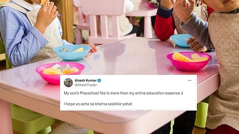 தனது ஒட்டுமொத்த கல்வி செலவைவிட மகன் படிக்கும் மழலையர் பள்ளியின் ஓராண்டு கல்வி கட்டணம் அதிகம்: தந்தையின் பதிவு