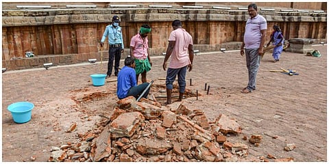 தஞ்சை பெருவுடையார் கோயிலில் இந்திய தொல்லியல் துறை சார்பில் நடைபெற்று வரும் புதுப்பிப்பு பணிகள் | கோப்புப்படம்