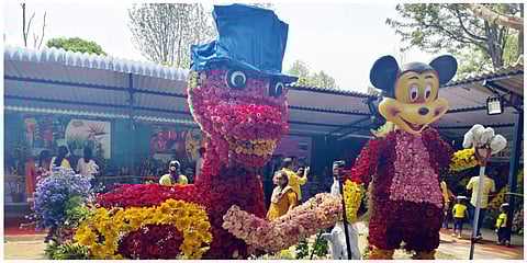 ஏற்காடு அண்ணா பூங்காவில் வாடிய மலர்கள் அகற்றப்பட்டு புதிய மலர்களைக் கொண்டு புதுப்பிக்கப்பட்டுள்ள மலர் சிற்பங்கள் அழகுற காட்சியளிக்கின்றன