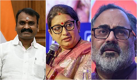 எல்.முருகன் | ஸ்மிருதி இரானி | ராஜீவ் சந்திர சேகர்