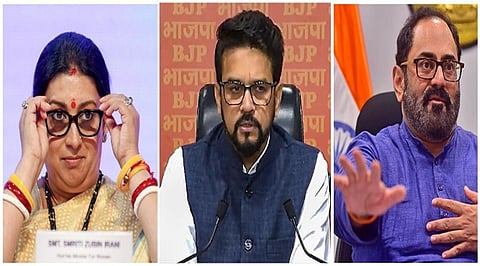 ஸ்மிருதி இரானி, அனுராக் தாக்குர், ராஜீவ் சந்திரசேகர்