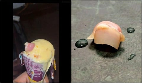 ஐஸ்கிரீம் கோனில் மனித விரல்