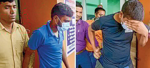 நீட் வினாத்தாள் கசிவு வழக்கில் கைது செய்யப்பட்டவர்களில் 2
பேருக்கு நேற்று பாட்னா அரசு மருத்துவமனையில் பரிசோதனைகள்
நடத்தப்பட்டன. படம்: பிடிஐ