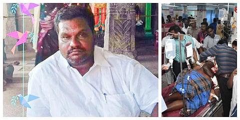 கடலூரில் மர்ம நபர்கள் நடத்திய தாக்குதலில் காயமடைந்து மருத்துவமனையில் சிகிச்சைப் பெற்று வரும் பாமக பிரமுக சங்கர்.