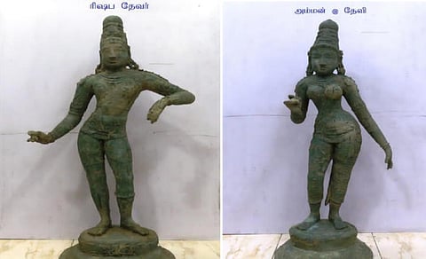 தஞ்சை: வெளிநாட்டுக்கு கடத்த முயன்ற ரூ.22 கோடி மதிப்பிலான ஐம்பொன் சிலைகள் மீட்பு- மூவர் கைது