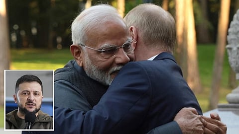 பிரதமர் மோடி மற்றும் புதின் | உள்படம்: ஜெலன்ஸ்கி