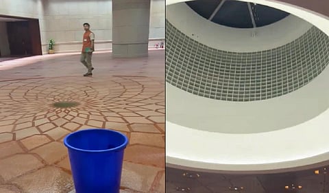 புதிய நாடாளுமன்றத்துக்குள் மழைநீர் சொட்டுகிறது; வெளியே வினாத்தாள், உள்ளே மழைநீர் கசிவு: எதிர்க்கட்சி எம்.பி.க்கள் கிண்டல்