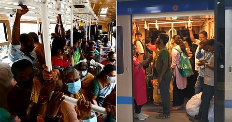 தாம்பரம் வழித்தடத்தில் மின்சார ரயில்கள் ரத்து: மெட்ரோ ரயில், பேருந்துகளில் அலைமோதிய கூட்டம்