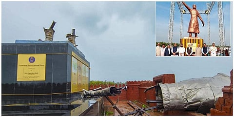 மகராஷ்டிரா மாநிலம் சிந்துதுர்க் மாவட்டத்தில் 35 அடி உயர சத்ரபதி சிவாஜி சிலை இடிந்து விழுந்தது.