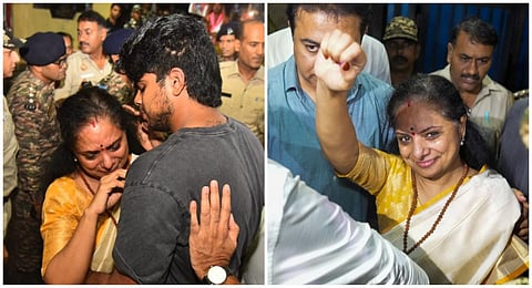 திகார் சிறையிலிருந்து வெளியே வந்தார் கவிதா: ‘ஜெய் தெலங்கானா’ என முழக்கம்!