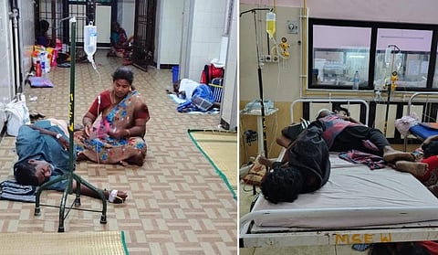 தரையில் நோயாளிகள், ஒரே படுக்கையில் இருவருக்கு சிகிச்சை... - புதுச்சேரி அரசு மருத்துவமனை அவலம்
