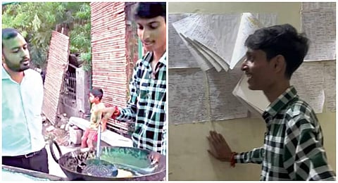 சமோசா தயாரிக்கும் பணியில் ஈடுபட்டுள்ள சன்னிகுமார்.