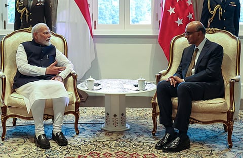 சிங்கப்பூர் அதிபர் தர்மன் சண்முக ரத்தினத்துடன் பிரதமர் மோடி சந்திப்பு