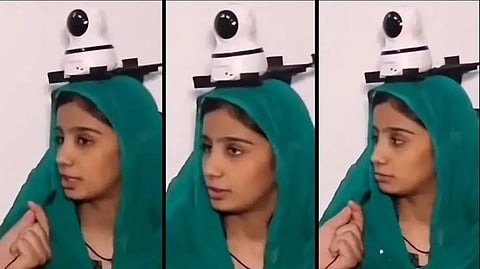 வெளியில் செல்லும் போது பாதுகாப்புக்காக மகள் தலையில் சிசிடிவி கேமரா: பாகிஸ்தான் தந்தையின் விநோத செயல்