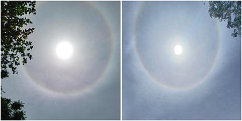 புதுச்சேரி சட்டப்பேரவை வளாகம் பகுதியில் வானில் தென்பட்ட ஒளிவட்டம்