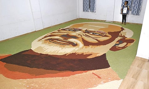 800 கிலோ சிறுதானியங்களை பயன்படுத்தி பிரதமர் மோடியின் உருவம்: சென்னை மாணவி உலக சாதனை