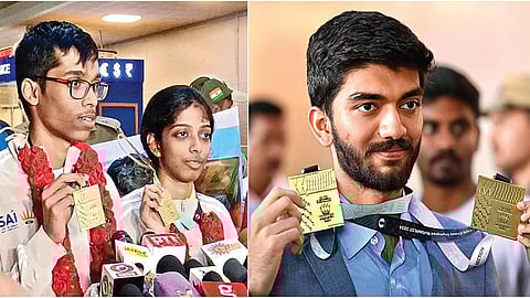 செஸ் ஒலிம்பியாட்டில் தங்கப் பதக்கம் வென்ற பிரக்ஞானந்தா, வைஷாலி, குகேஷுக்கு சென்னையில் உற்சாக வரவேற்பு