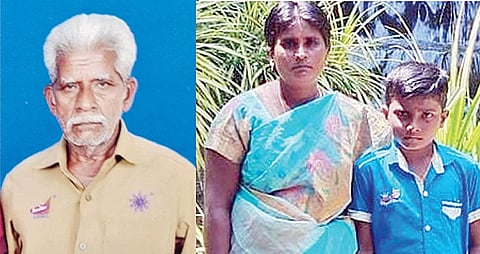 சேலம் அருகே இருசக்கர வாகனம் மீது லாரி மோதியதில் உயிரிழந்த சென்னன், சுதா, விஷ்ணு.