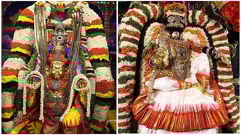 திருப்பதி பிரம்மோற்சவத்தின் 5-ம் நாளான நேற்றிரவு கருட வாகனத்தில் உற்சவ மூர்த்தி பக்தர்களுக்கு அருள் பாலித்தார்.