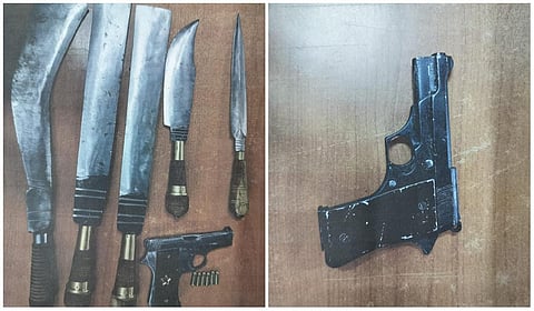 கரூரில் 7 பேரை கைது செய்த தனிப்படை போலீஸார் - 2 துப்பாக்கிகள், 8 அரிவாள், கத்திகள் பறிமுதல்