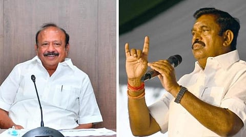 எம்ஆர்கே.பன்னீர்செல்வம் (இடது), எடப்பாடி பழனிசாமி (வலது)