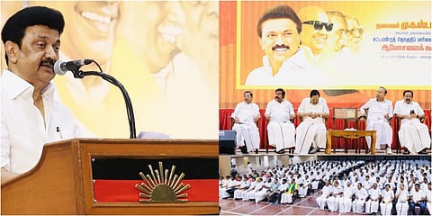 சென்னையில் நடந்த திமுக சட்டமன்றத் தொகுதி பார்வையாளர்கள் கூட்டத்தில் அக்கட்சியின் தலைவரும், தமிழக முதல்வருமான மு.க.ஸ்டாலின் உரையாற்றினார்.